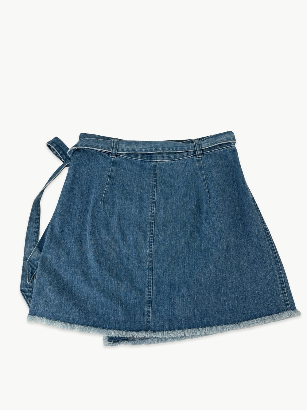 Madewell Raw-Hem Mini Wrap Jean Skirt Size 6 Cardiff Wash Denim 100% Cotton - Picture 11 of 13